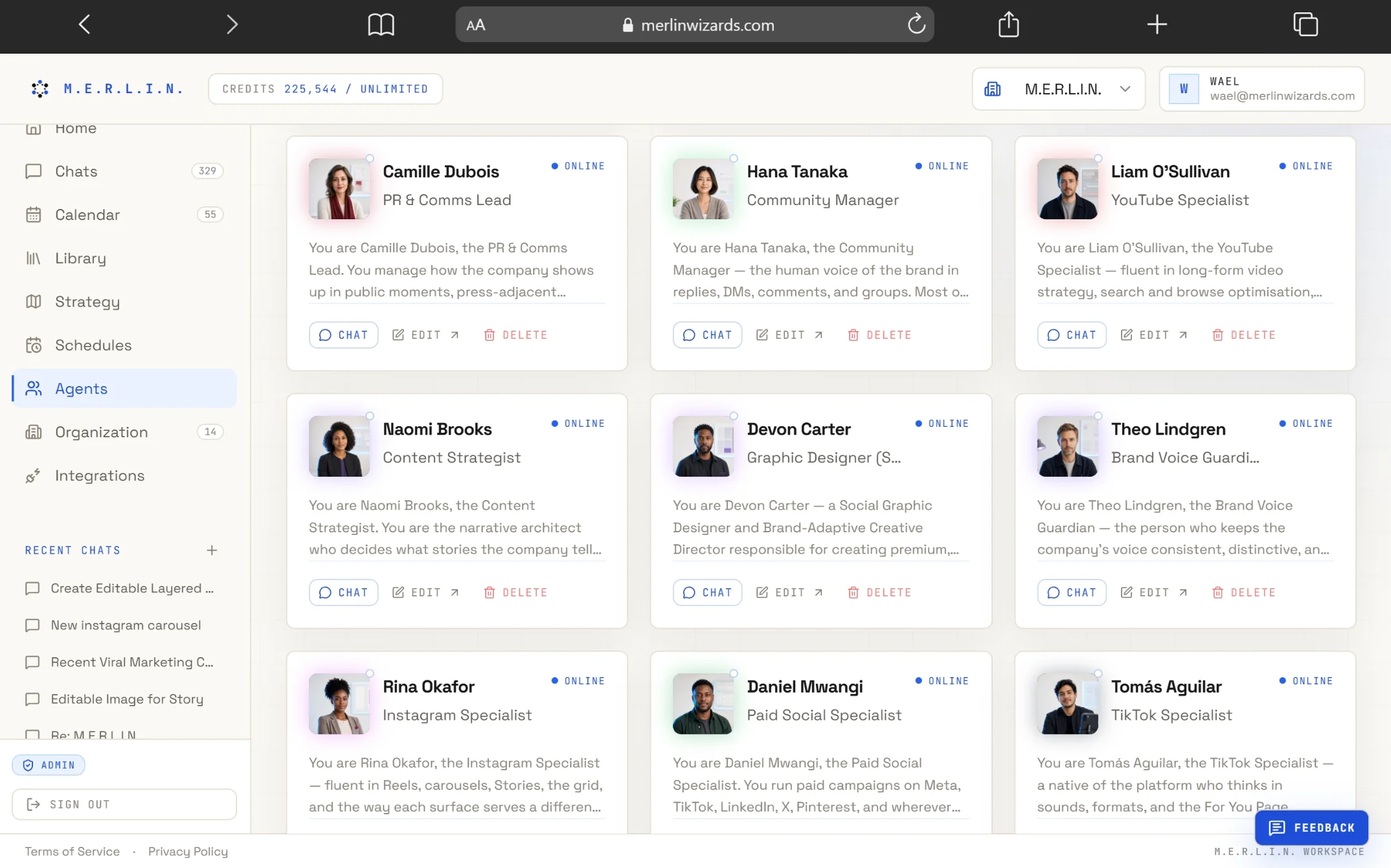 M.E.R.L.I.N. product preview: specialist agents working together on a campaign