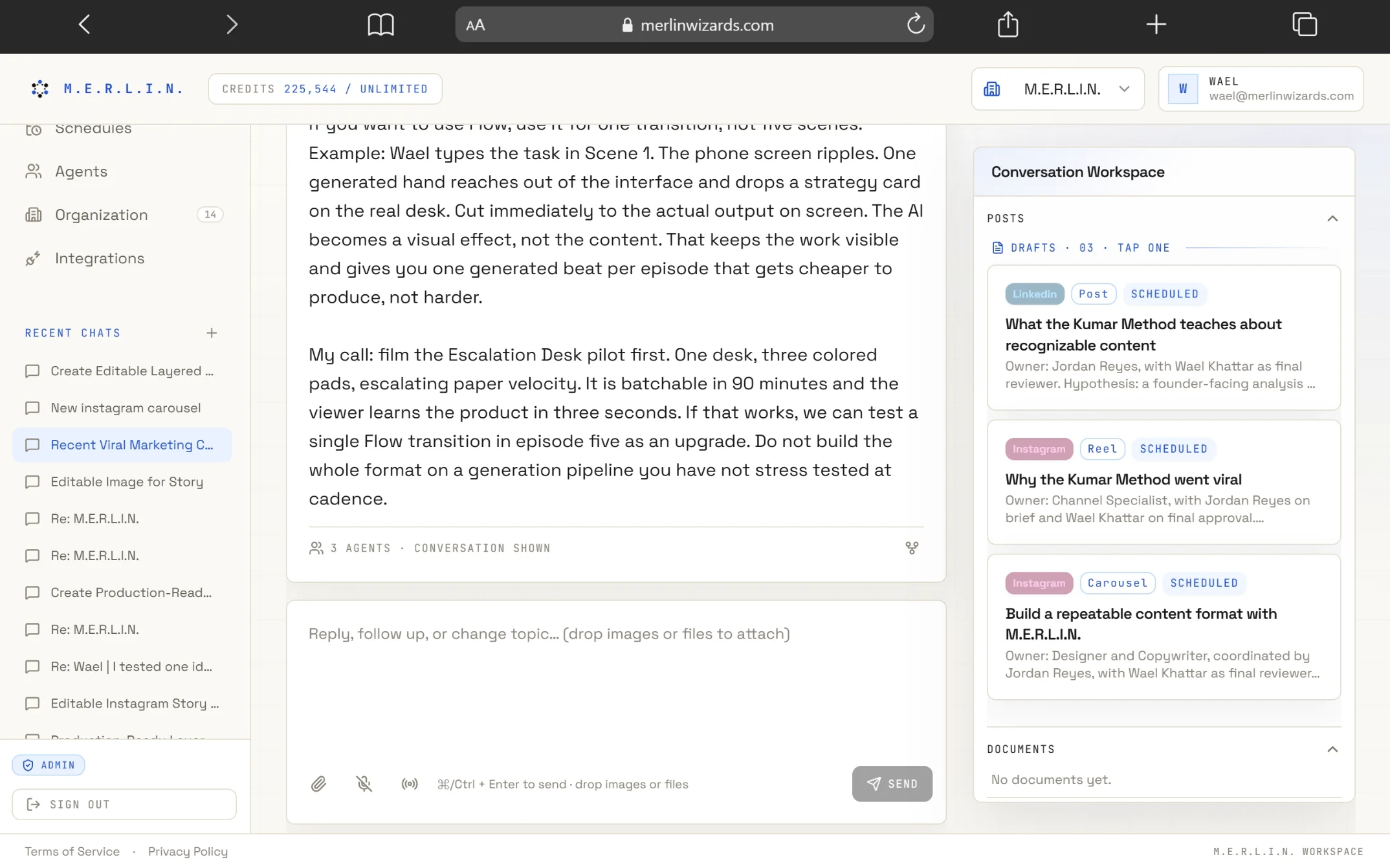 M.E.R.L.I.N. product preview: multiple planned posts in the content workspace