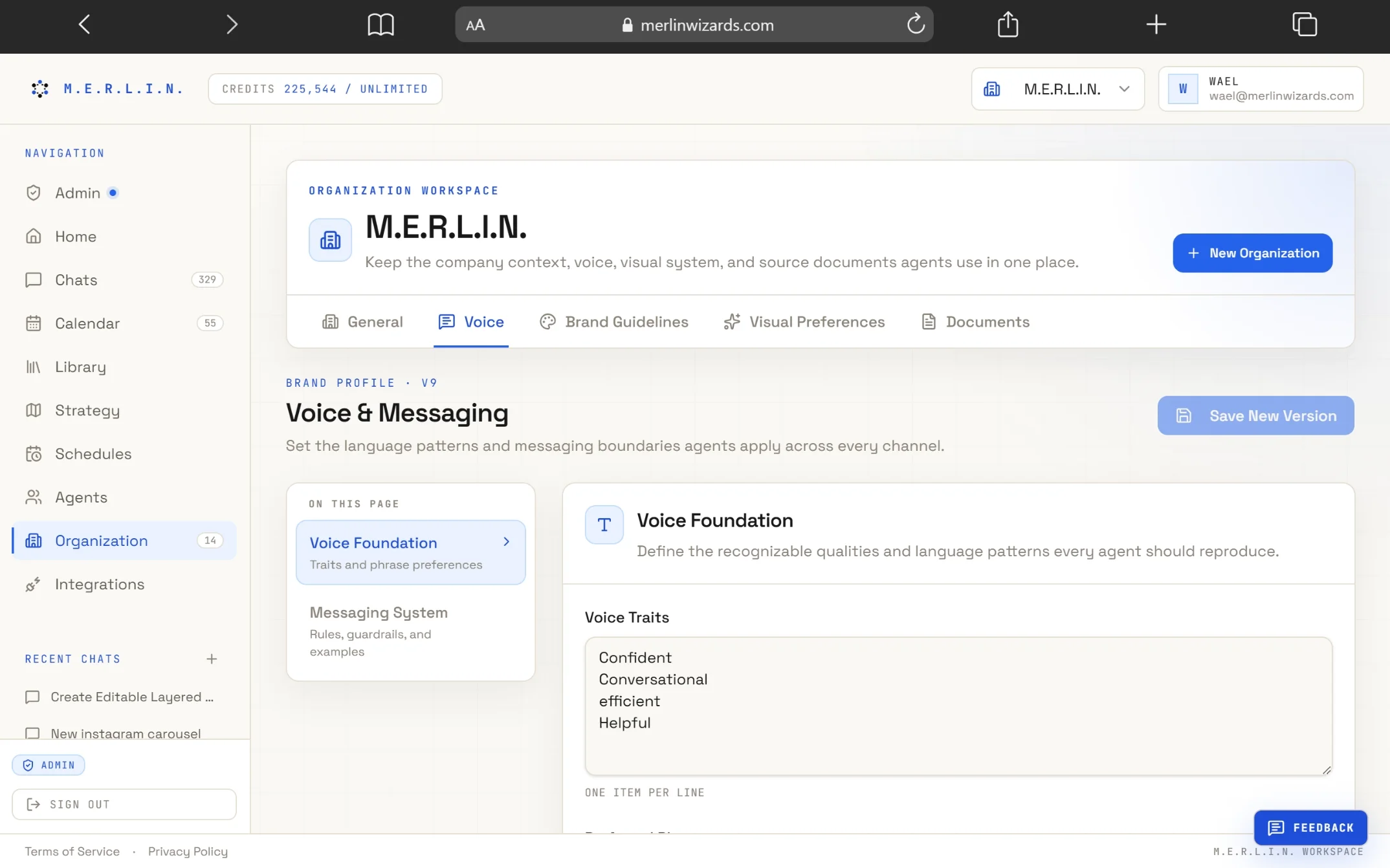 M.E.R.L.I.N. product preview: the workspace that learns and applies a brand voice
